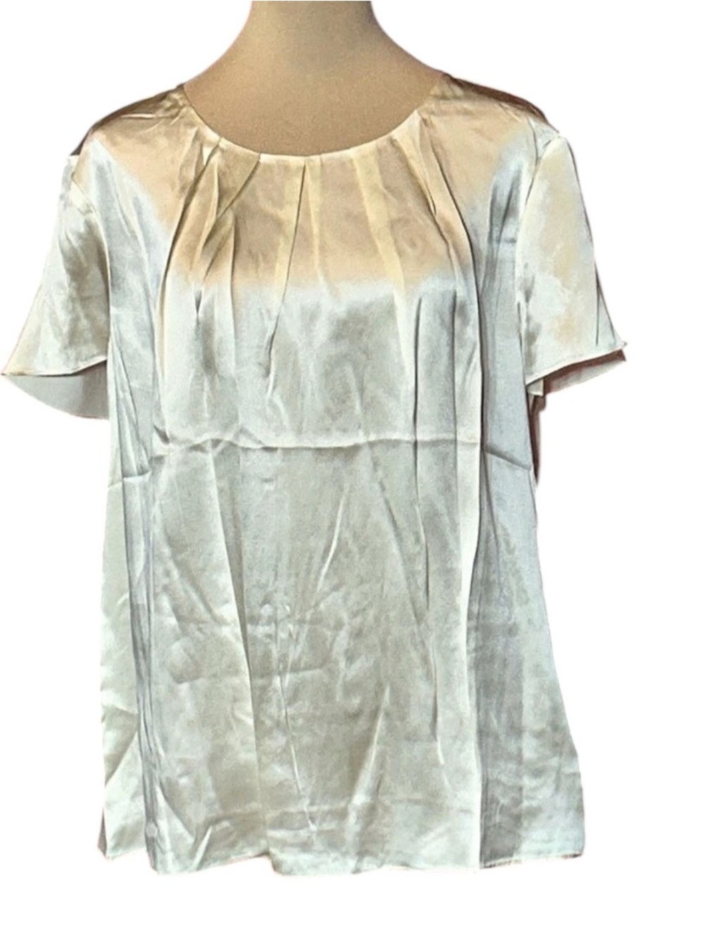 Talbots Silk Pleated Blouse in White Size 14
